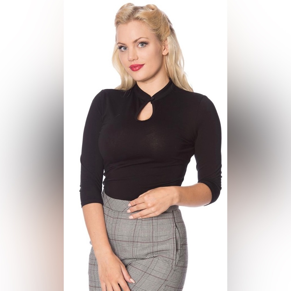 Retro mandarin collar top